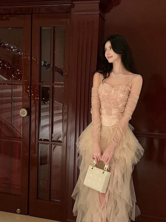 Cute A Line Pink Tulle Spring Summer Garden Inspiration Wedding Party Guest Dresses N2197