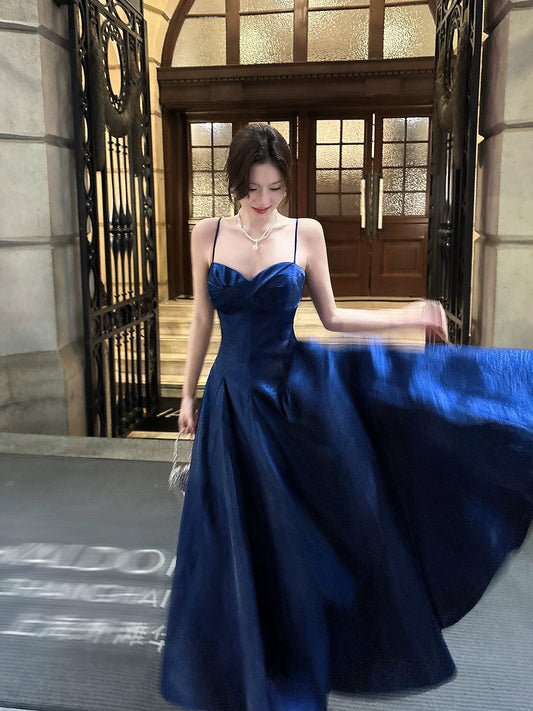 Simple A Line Spaghetti Strap Royal Blue Summer Formal Long For Women Girls Teens Prom Dresses N2207