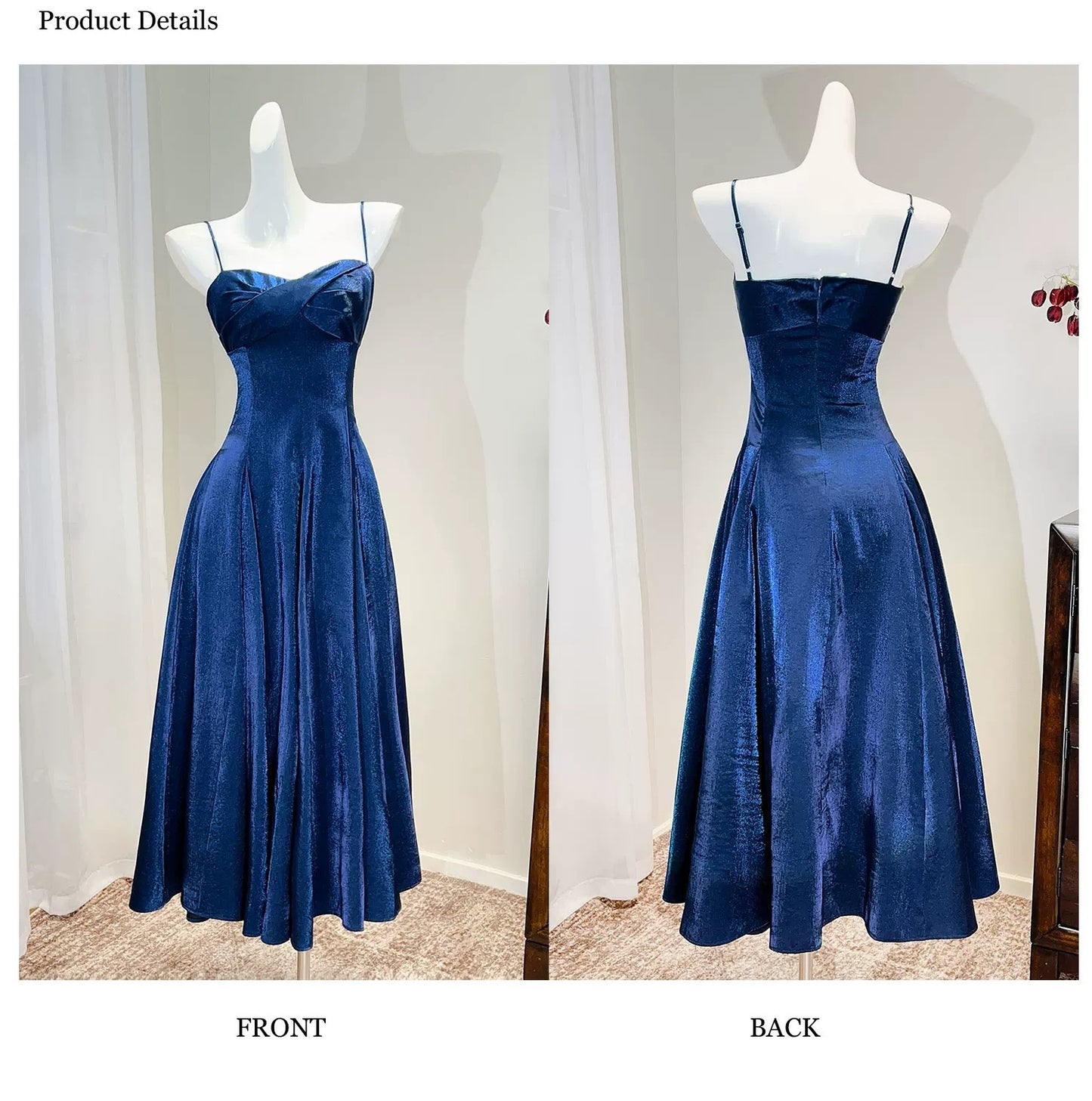 Simple A Line Spaghetti Strap Royal Blue Summer Formal Long For Women Girls Teens Prom Dresses N2207