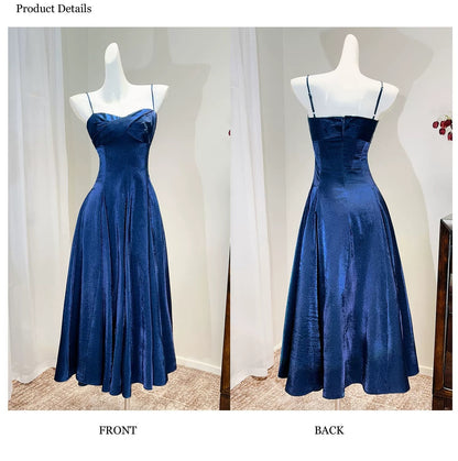 Simple A Line Spaghetti Strap Royal Blue Summer Formal Long For Women Girls Teens Prom Dresses N2207