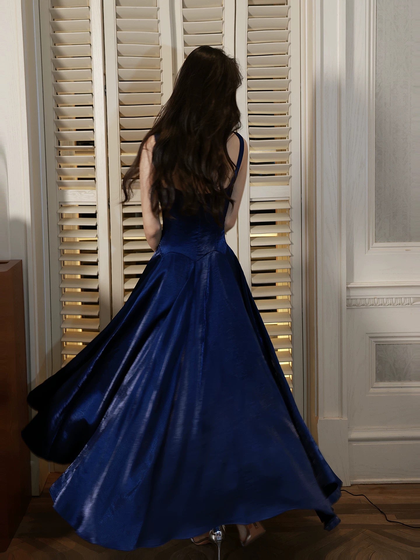 Einfaches A-Linien Spaghettiträger Royalblau Sommerliches festliches Kleid für Damen Mädchen Teenager Ballkleider N2208