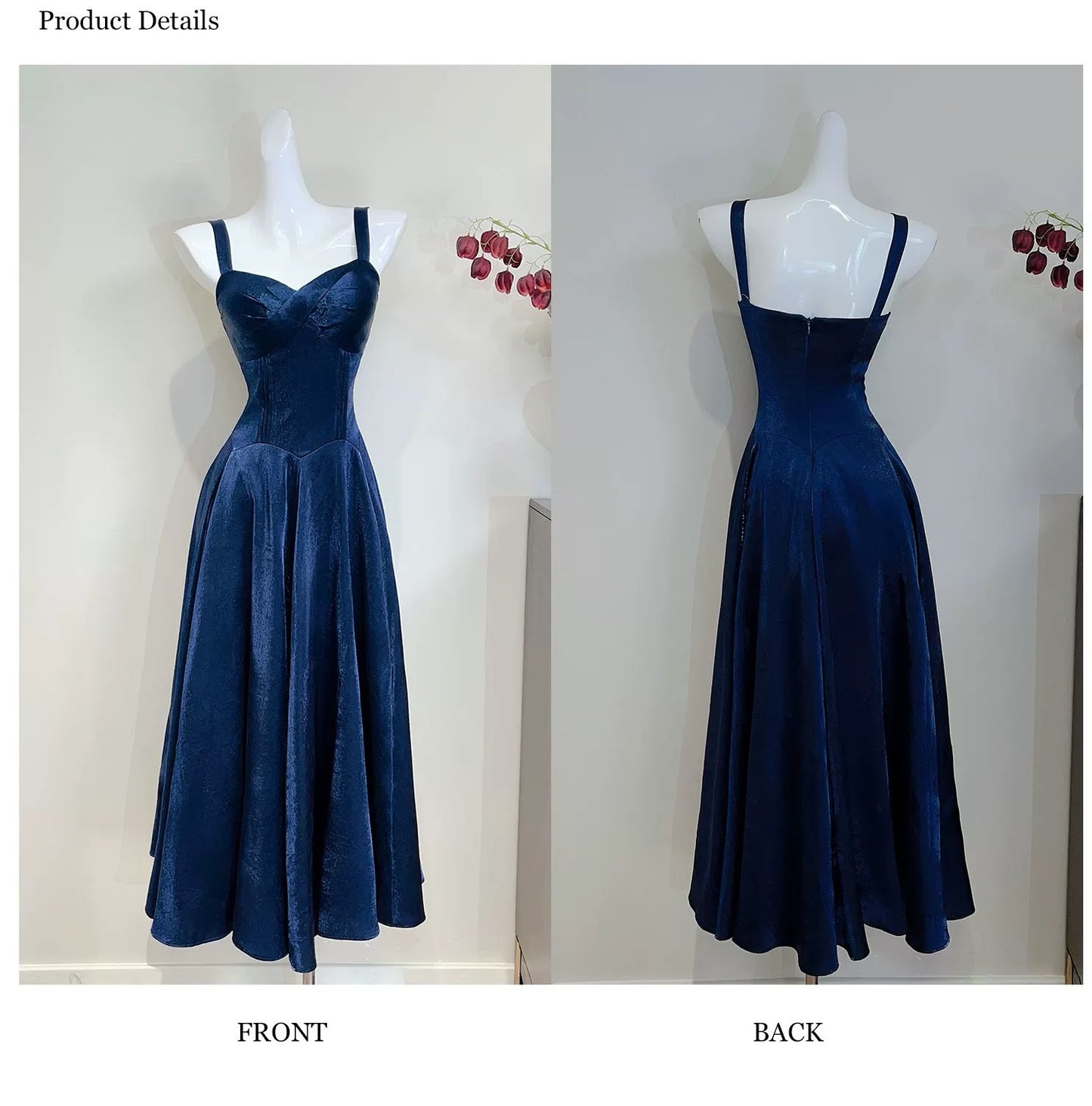 Einfaches A-Linien Spaghettiträger Royalblau Sommerliches festliches Kleid für Damen Mädchen Teenager Ballkleider N2208