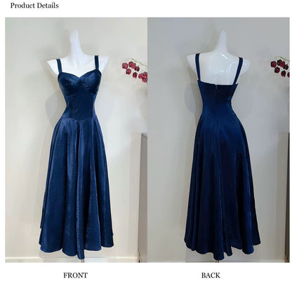 Einfaches A-Linien Spaghettiträger Royalblau Sommerliches festliches Kleid für Damen Mädchen Teenager Ballkleider N2208