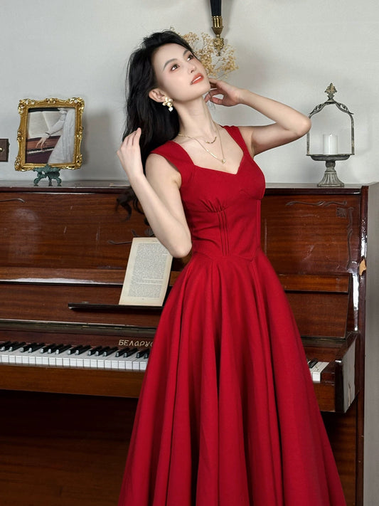 Simple A Line Spaghetti Strap Red Summer Formal For Women Girls Teens Prom Dresses N2209