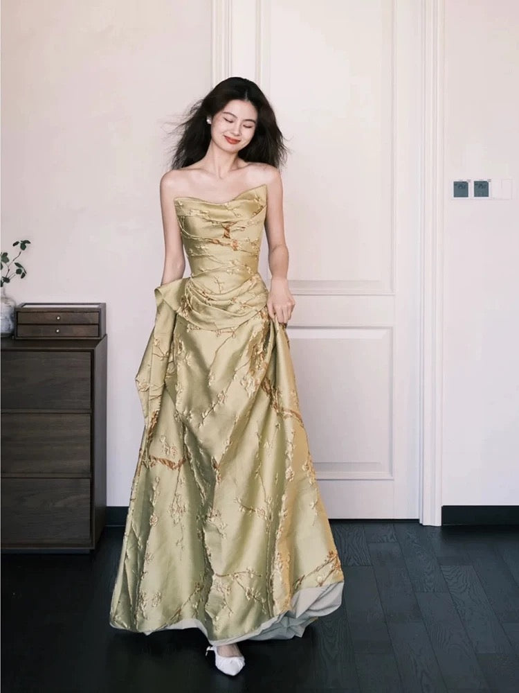 Wunderschönes gelbes Ballkleid aus Satin mit Herzausschnitt für Highschool-Schülerinnen, Teenager, Abschlussballkleider, Abschlusskleid N1688