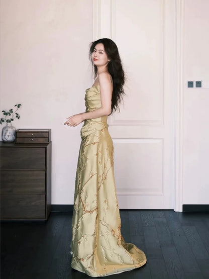 Wunderschönes gelbes Ballkleid aus Satin mit Herzausschnitt für Highschool-Schülerinnen, Teenager, Abschlussballkleider, Abschlusskleid N1688