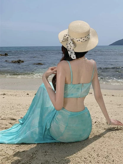 Sexy Mermaid Spaghetti Strap Blue Backless Beach Holiday Outfits Chiffon Long Date Night 19th Birthday Outfit Formal Dresses RB5728