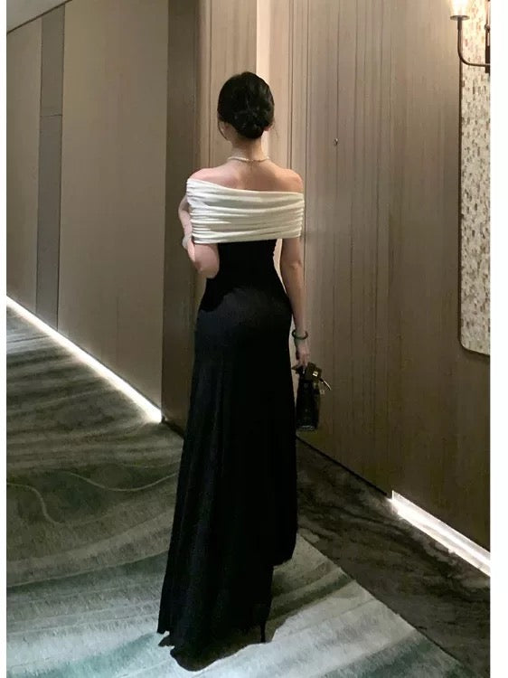 Sexy Mermaid Off The Shoulder Black Long Cruise Ship Formal Night Evening Dresses 19th Birthday Outfit RB5734