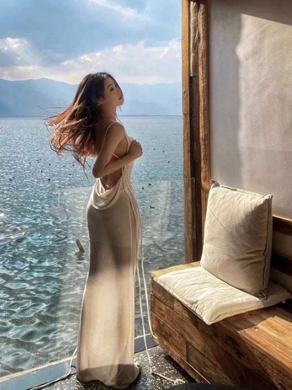 Mystical Mermaid Spaghetti Strap White Chiffon Floor Length Date Night Outfits Formal Prom Gown 17th Birthday Dresses RB5682