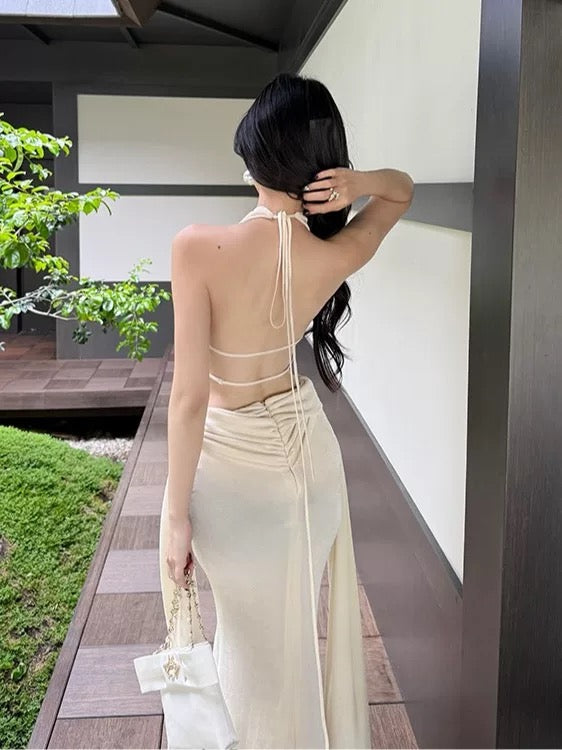 Mystical Mermaid Spaghetti Strap Backless Chiffon Floor Length Date Night Outfits Formal Prom Gown 17th Birthday Dresses RB5684