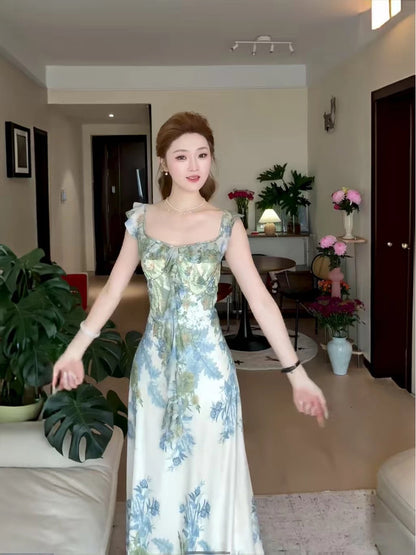 Sexy A line Square Neck Green Cruise Ship Formal Night Evening Dresses 18th Birthday Outfit RB5625