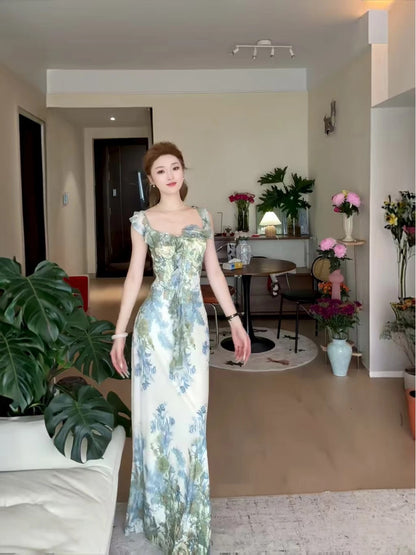 Sexy A line Square Neck Green Cruise Ship Formal Night Evening Dresses 18th Birthday Outfit RB5625
