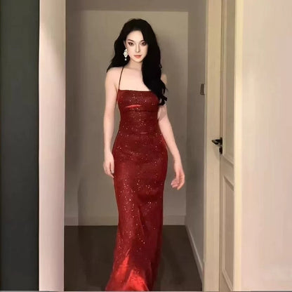 Delicate Mermaid Halter Burgundy With Ruffled Long Cruise Ship Formal Night Evening Dresses 19th Birthday Outfits RB5648