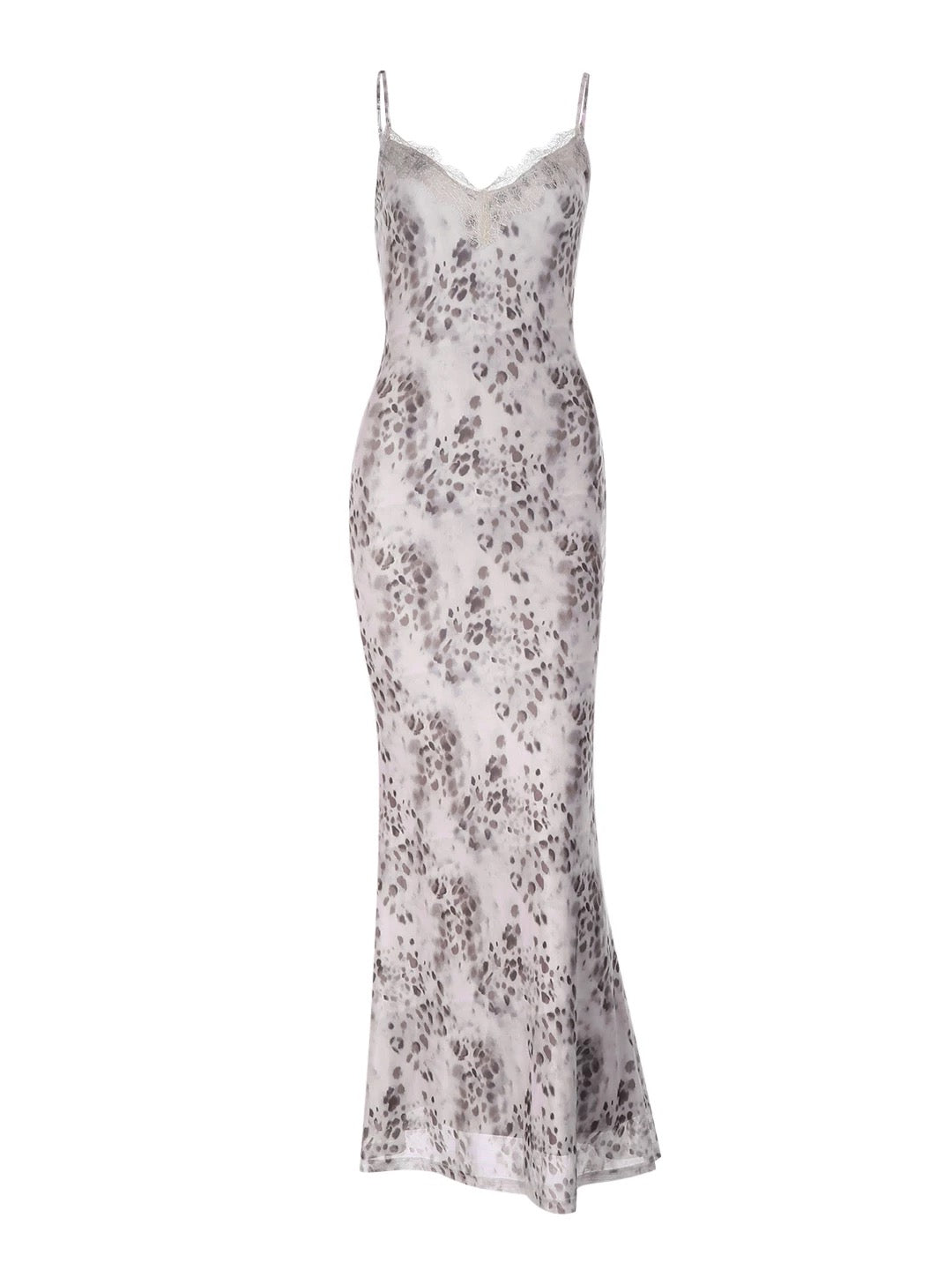 Modest Mermaid Spaghetti Strap Leopard print Date Floor Length Night Evening Outfit Formal Prom Dresses RB5471