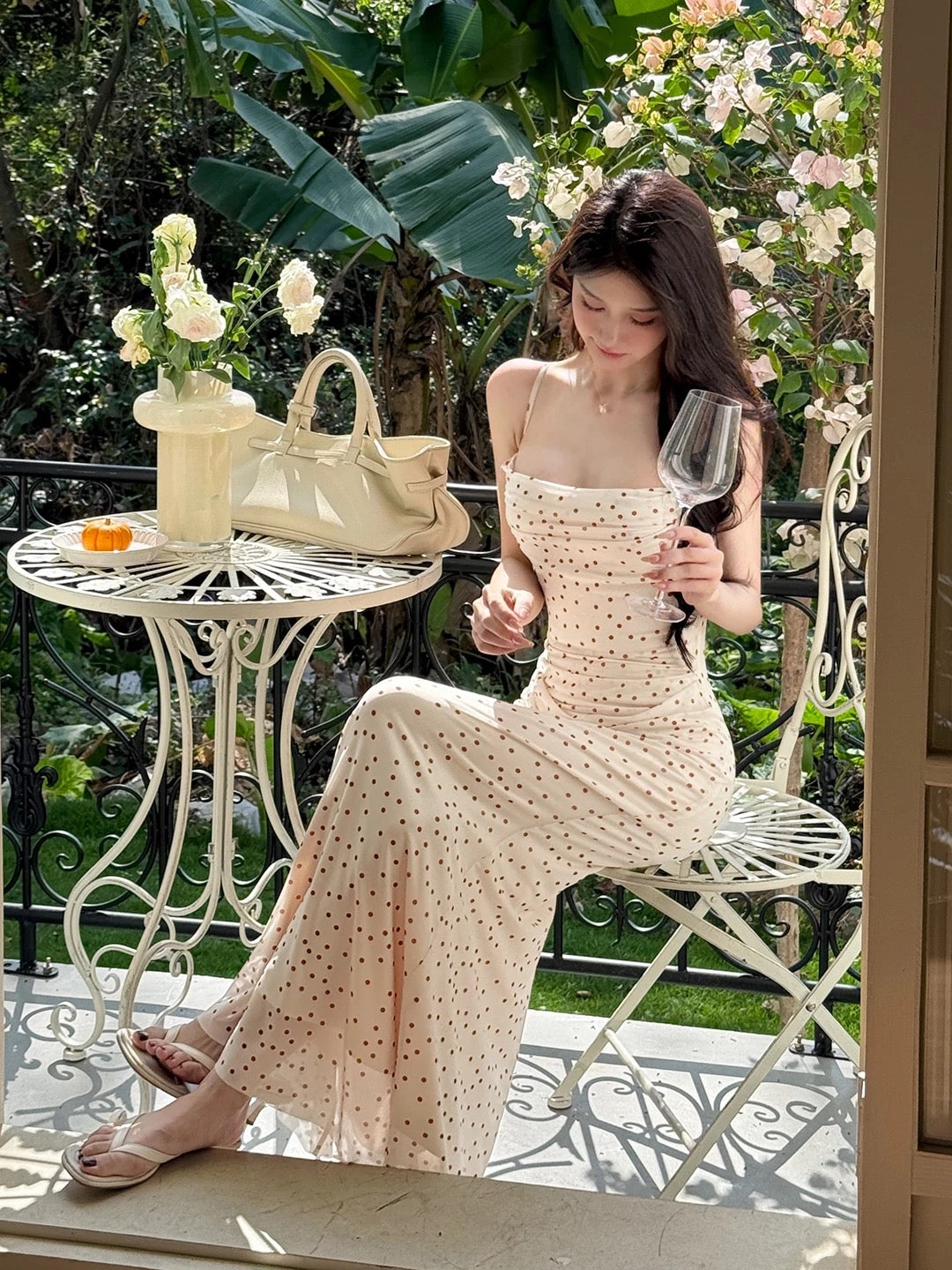 Sexy Mermaid Spaghetti Strap Polka Dots Long Cruise Ship Formal Night Evening Dresses 19th Birthday Outfit RB5758