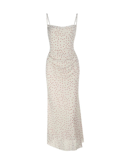 Sexy Mermaid Spaghetti Strap Polka Dots Long Cruise Ship Formal Night Evening Dresses 19th Birthday Outfit RB5758