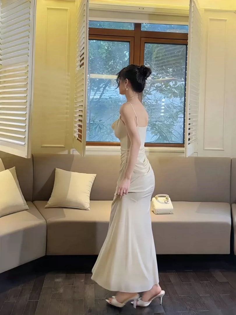 Classy Mermaid Spaghetti Strap Light Yellow Cruise Ship Formal Night Party Dresses 19th Birthday Outfit RB5762