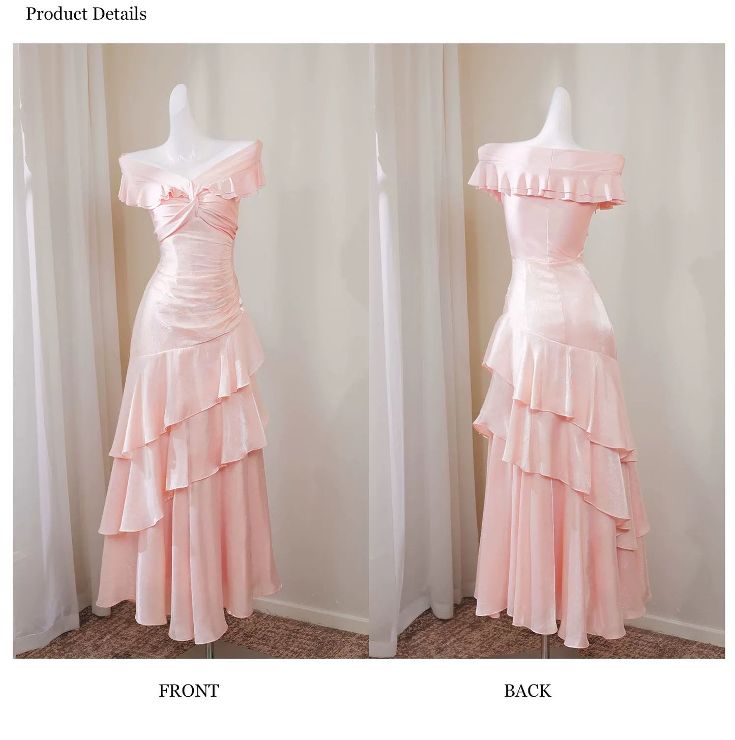 Modest Mermaid Off The Shoulder Pink Cruise Ship Formal Night Prom Gown Party Dresses 19th Birthday Outfit RB5767