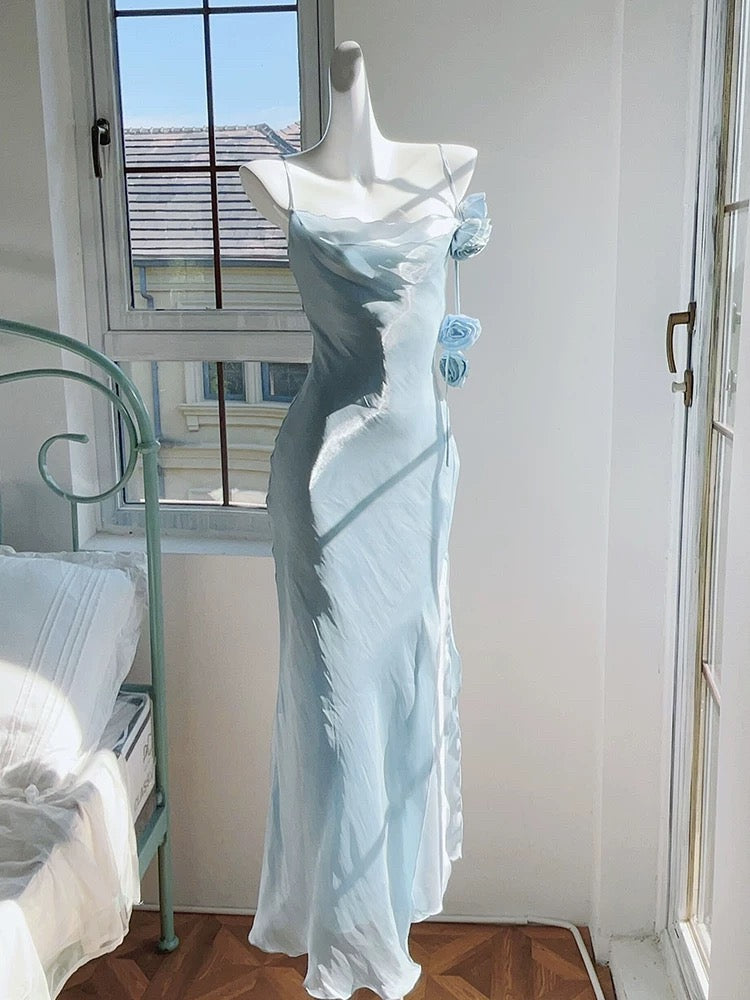 Elegant 2026 Sheath Spaghetti Straps Ice Blue Semi Formal Summer Garden Beach Spring Event Outfits Wedding Guest Dresses RB4935