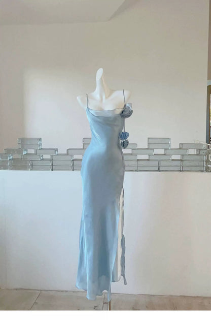 Elegant 2026 Sheath Spaghetti Straps Ice Blue Semi Formal Summer Garden Beach Spring Event Outfits Wedding Guest Dresses RB4935