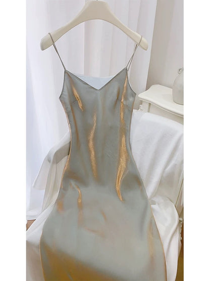 Simple Sheath Spaghetti Straps Semi Formal Summer Garden Beach Spring Event Outfits Wedding Guest Dresses RB4942