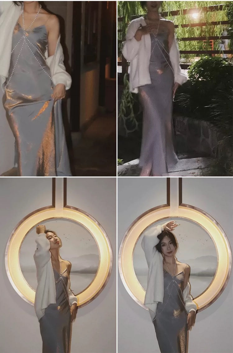 Simple Sheath Spaghetti Straps Semi Formal Summer Garden Beach Spring Event Outfits Wedding Guest Dresses RB4942