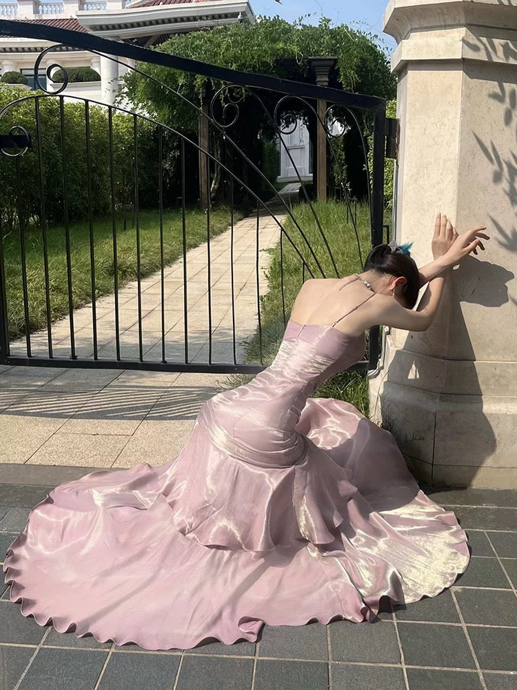Free-Spirited Mermaid Spaghetti Straps Lilac With Layers Ruffled Semi Formal Summer Garden Beach Spring Event Outfits Wedding Guest Dresses RB4957