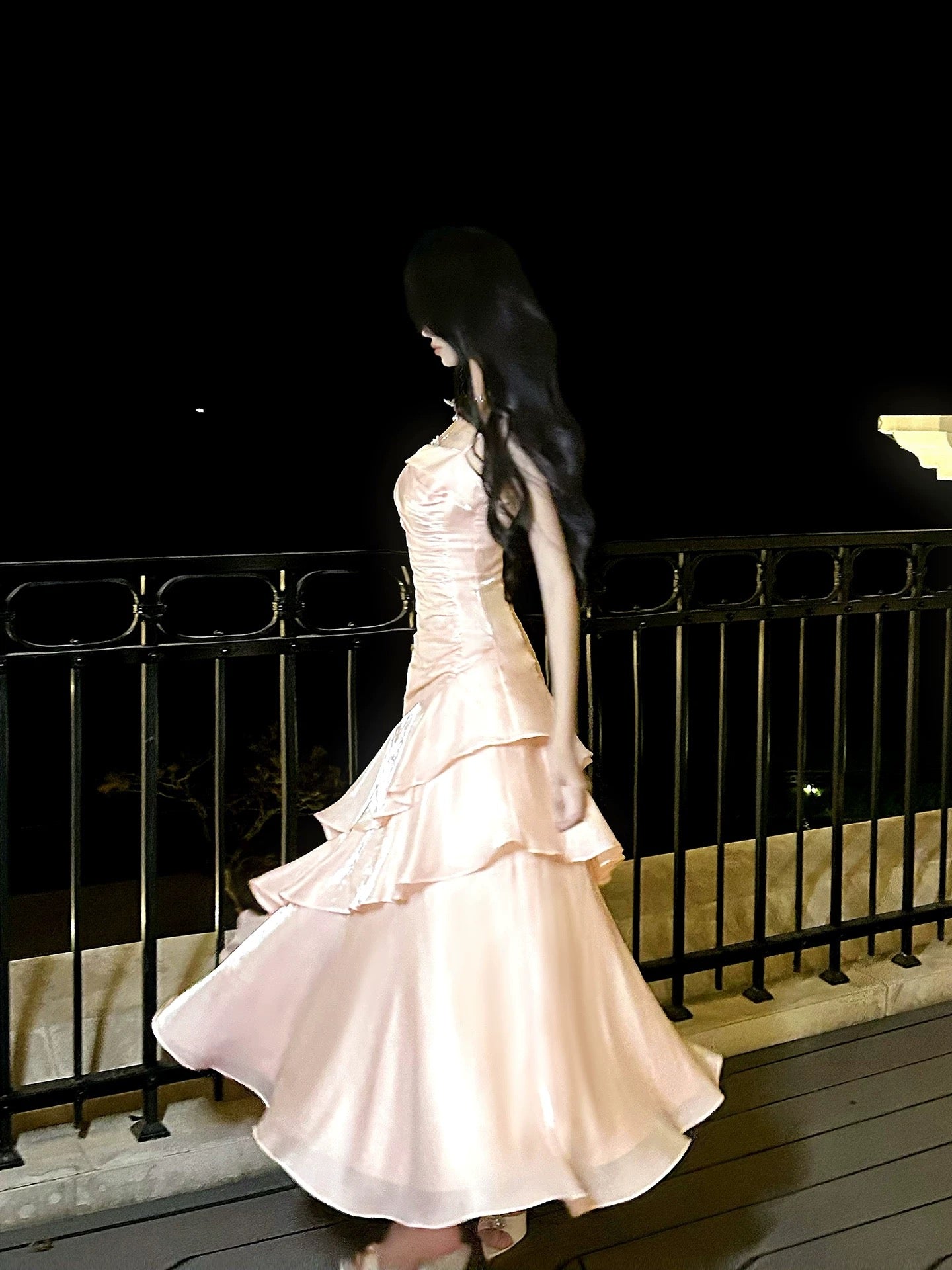 Free-Spirited Mermaid Spaghetti Straps Blush Pink With Layers Ruffled Semi Formal Summer Garden Beach Prom Event Outfits Wedding Guest Dresses RB4959