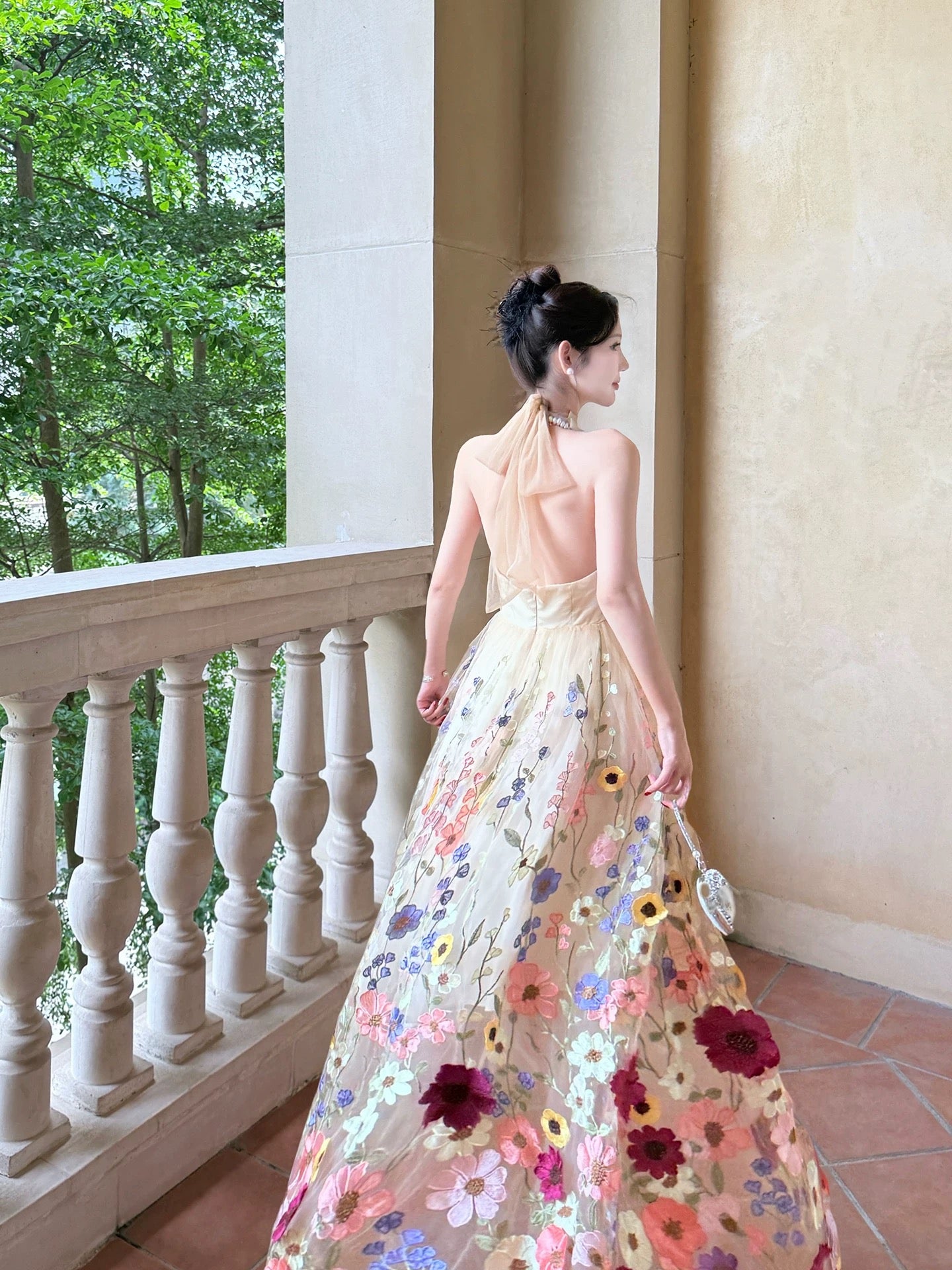 Classy A Line Halter Sleeveless Champagne Lace Ankle Length Semi Formal Summer Garden Beach Spring Event Outfits Wedding Guest Dresses RB4968