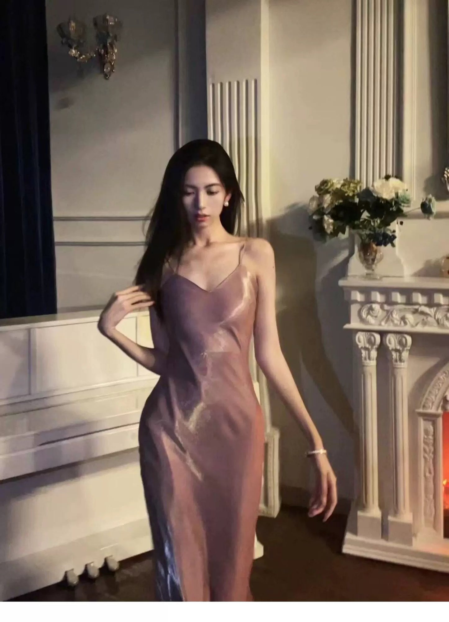Minimalist Solid Swing Midi Dress Sheath Spaghetti Straps Semi Formal Summer Garden Beach Spring Pink Wedding Guest Dresses RB4973