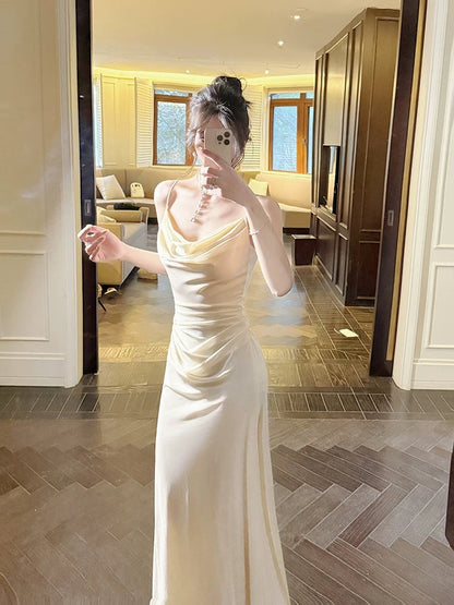 Timeless Mermaid Spaghetti Strap Ivory Date Night Outfit With Ruffled Outdoor Semi Formal Garden Beach Wedding Guest Dresses RB5017