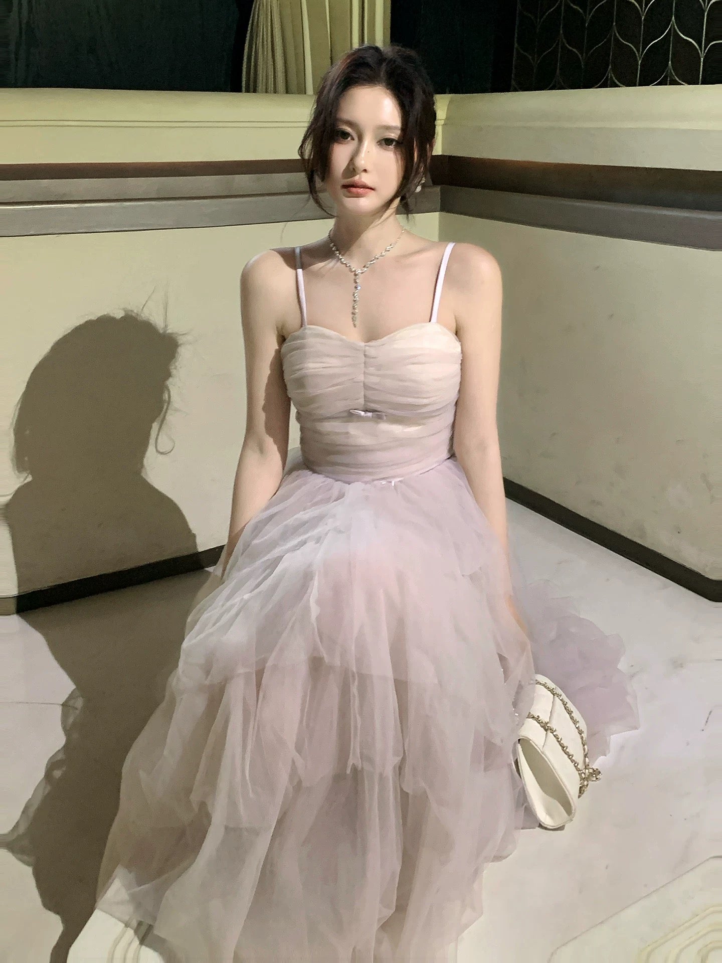 Timeless A Line Spaghetti Strap Lilac With Ruffled Tulle Outdoor Semi Formal Summer Garden Beach Event Outfits Wedding Guest Dresses RB5009
