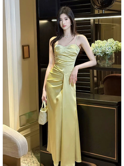 Princess Women's Mermaid Spaghetti Strap Green Maxi Dress Strap Sleeveless Date Night Outfits Outdoor Semi Formal Wedding Guest Dresses RB5071