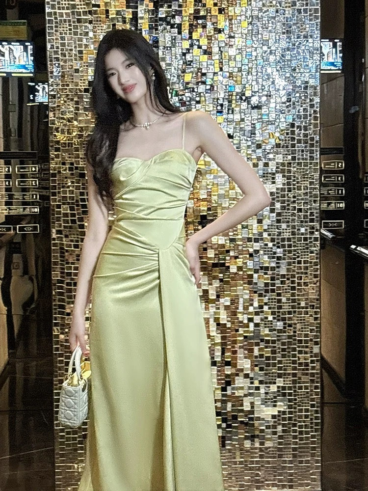Princess Women's Mermaid Spaghetti Strap Green Maxi Dress Strap Sleeveless Date Night Outfits Outdoor Semi Formal Wedding Guest Dresses RB5071