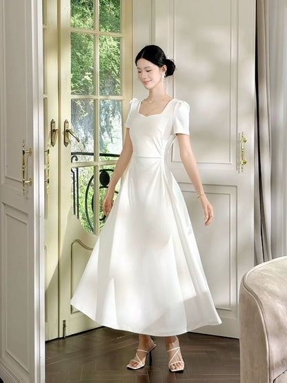 Princess Women's A Line Square Neck With Short Sleeves Maxi Dress Date Night Outfits Outdoor Semi Formal Wedding Guest Dresses RB5078