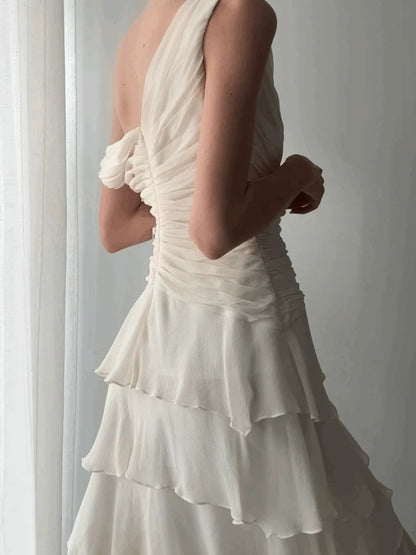 Pretty A line V Neck White Chiffon Mini Short Cocktail Homecoming Dresses Ideas Hoco Outfits RB5101