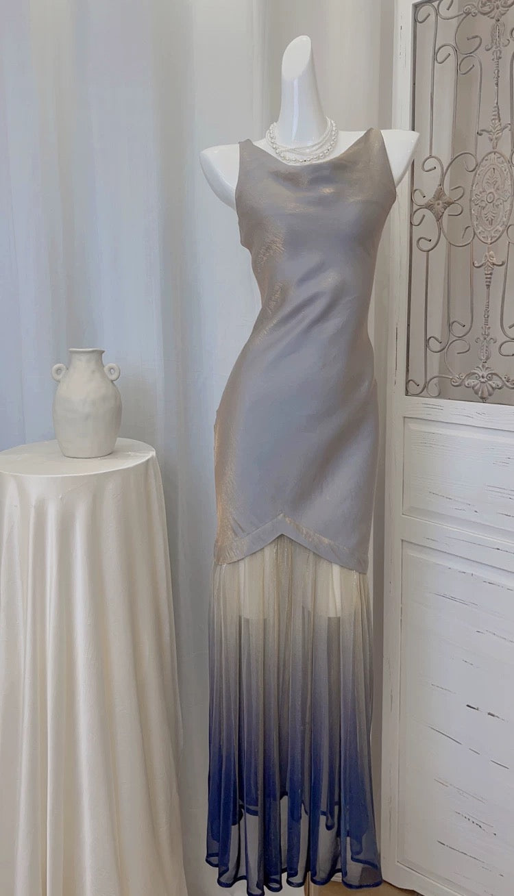 Ethereal Women's Mermaid Scoop Ombre Colors Maxi Dress Date Night Outfits Outdoor Semi Formal Wedding Guest Dresses RB5105