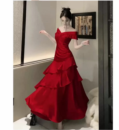 Ethereal Women's Mermaid Off The Shoulder White Maxi Dress Date Night Outfits Outdoor Semi Formal Wedding Guest Dresses RB5120