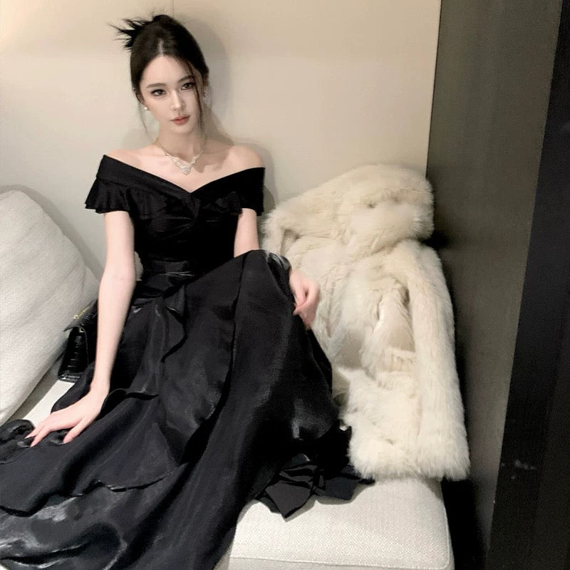 Ethereal Women's Mermaid Off The Shoulder White Maxi Dress Date Night Outfits Outdoor Semi Formal Wedding Guest Dresses RB5120