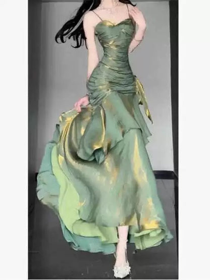 Classy Mermaid Spaghetti Strap Green Prom Dress Inspo For Women Girls Formal Party Gowns Long Formal Dresses RB5111