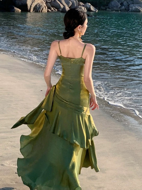 Classy Mermaid Spaghetti Strap Green Prom Dress Inspo For Women Girls Formal Party Gowns Long Formal Dresses RB5111