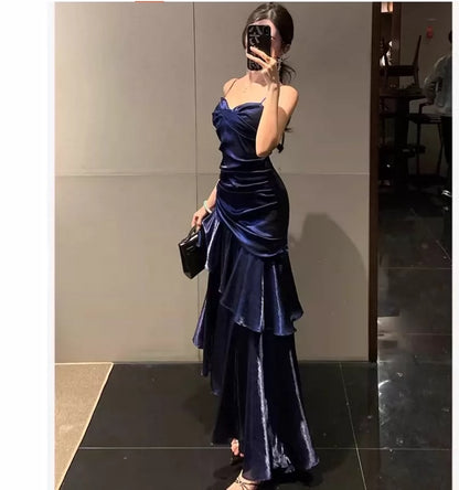 Classy Mermaid Spaghetti Strap Burgundy Prom Dress Inspo For Women Girls Formal Party Gowns Long Formal Dresses RB5118
