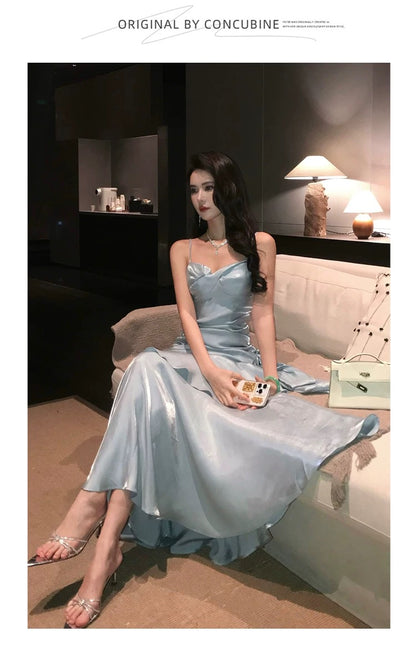Modest Mermaid Spaghetti Strap Light Sky Blue Cruise Ship Formal Night Evening Dresses 19th Birthday Outfits RB5716