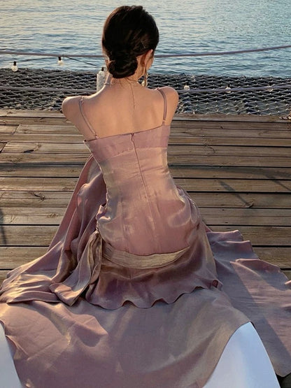Modest Mermaid Spaghetti Strap Light Sky Blue Cruise Ship Formal Night Evening Dresses 19th Birthday Outfits RB5716