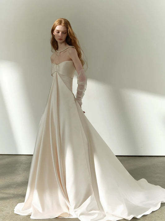 Romantic Wedding Dresses Ball Gown Sweetheart Satin Summer Garden Long Wedding Gown N3916