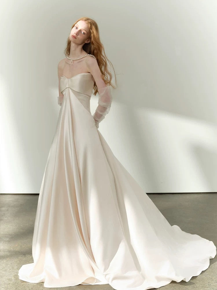 Romantic Wedding Dresses Ball Gown Sweetheart Satin Summer Garden Long Wedding Gown N3916