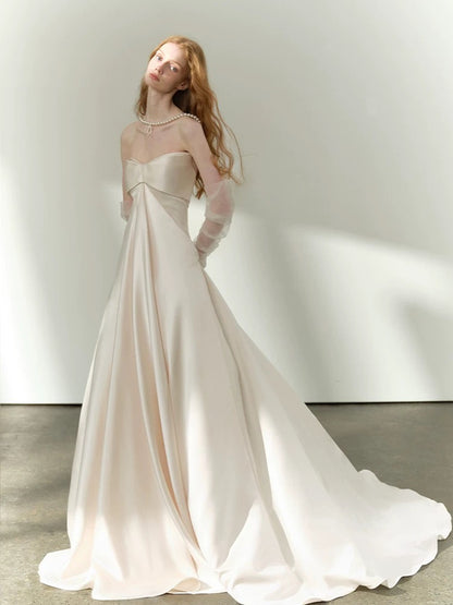 Romantic Wedding Dresses Ball Gown Sweetheart Satin Summer Garden Long Wedding Gown N3916