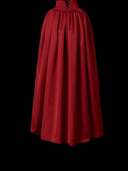 Cute Prom Dresses Ball Gown Strapless Burgundy With 3D Flowers Long Formal Evening Dress N3929