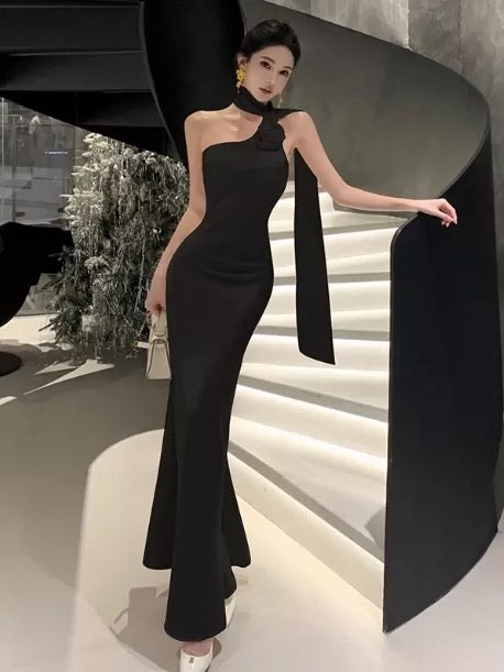 Robe fourreau glamour asymétrique pour bal de promo, cravate noire, printemps, été, plage, tenue de soirée, invitée de mariage N3967
