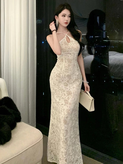 Belles robes de bal sirène en dentelle blanche robe de soirée formelle semi-longue N3990